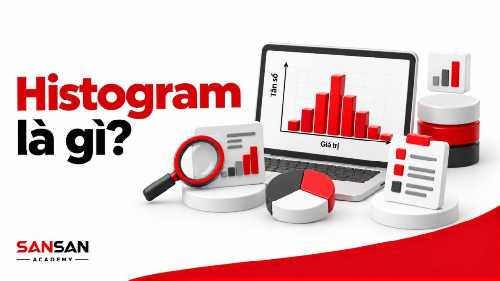Histogram thể hiện phân bố dữ liệu theo các khoảng giá trị