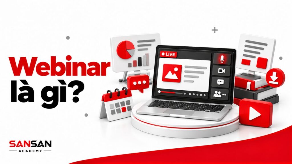 Webinar tổ chức hội thảo trực tuyến với trình chiếu và tương tác.