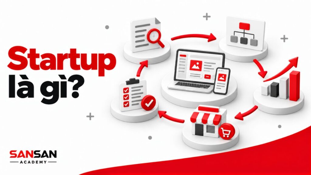 Chu trình kiểm chứng mô hình startup trước khi mở rộng thị trường.