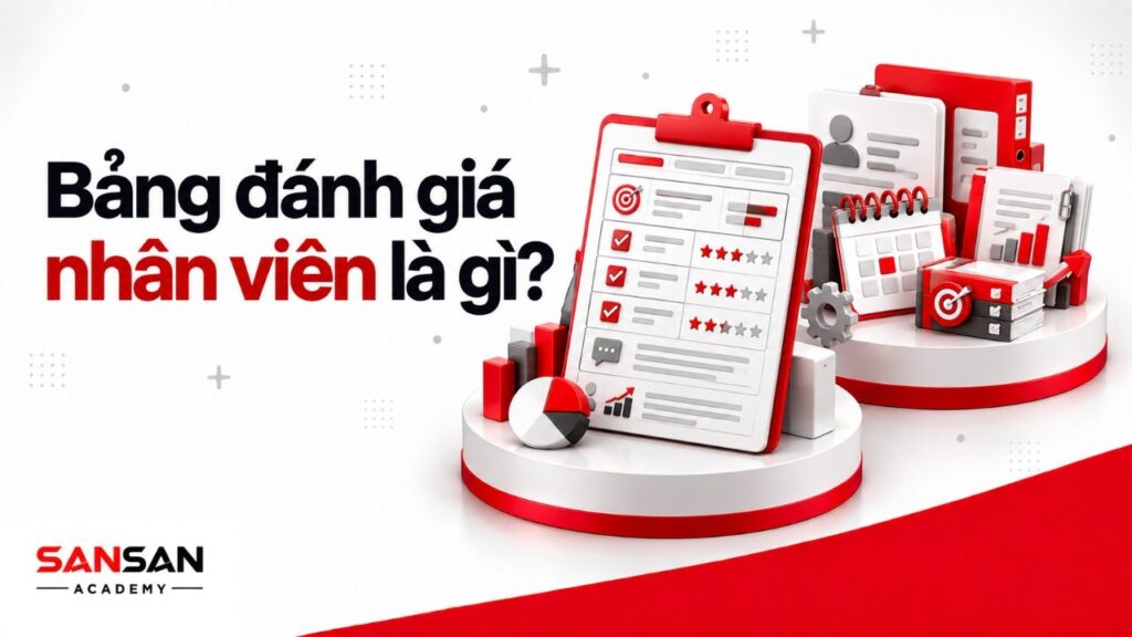 Bảng đánh giá nhân viên là gì với mục tiêu, KPI, năng lực, hành vi, nhận xét và kế hoạch cải thiện.