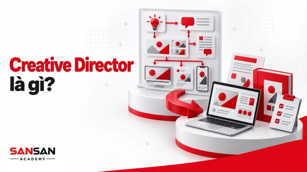 Creative Director là gì với concept sáng tạo, thông điệp, hình ảnh, brand guideline và kế hoạch triển khai chiến dịch.