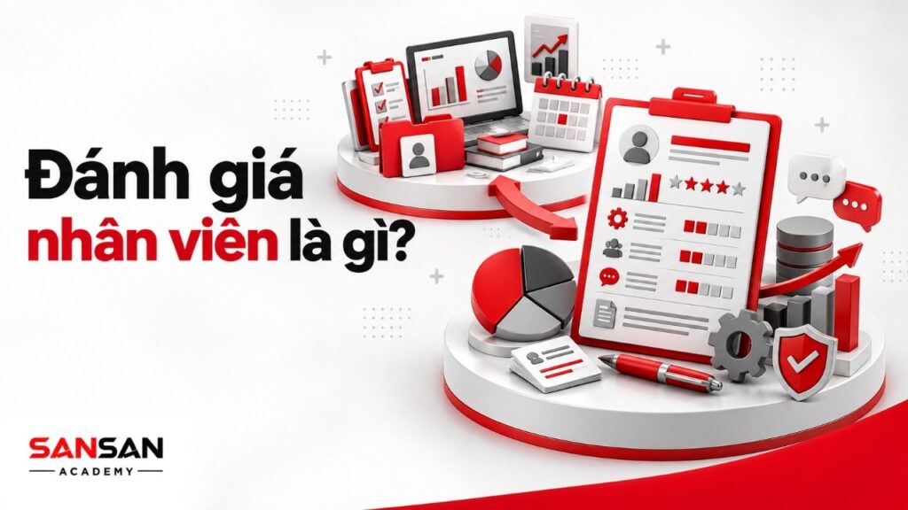 Đánh giá nhân viên là gì với KPI, năng lực, hành vi, bằng chứng, phản hồi và kế hoạch phát triển.