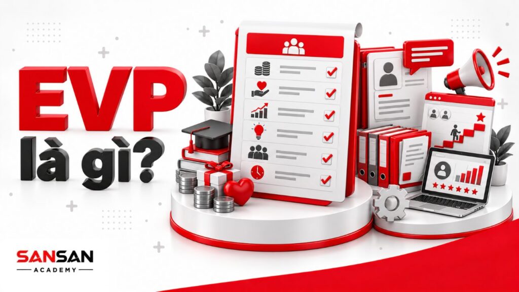 EVP là gì với thu nhập, phúc lợi, phát triển nghề nghiệp, công việc, văn hóa và trải nghiệm nhân viên.