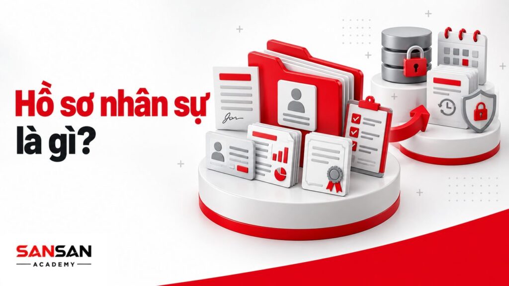 Hồ sơ nhân sự là gì với thông tin nhân viên, hợp đồng, lương, đào tạo, đánh giá và dữ liệu lưu trữ bảo mật.