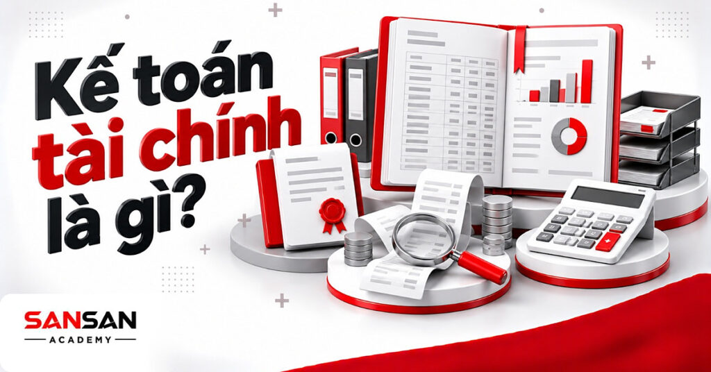 Cuốn báo cáo kế toán tài chính mở lớn giữa hợp đồng, kính lúp trên biên lai, máy tính và khay hồ sơ