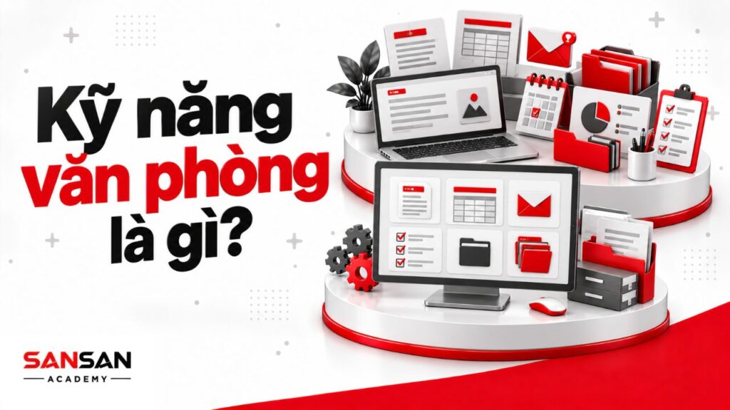 Kỹ năng văn phòng là gì với tin học, giao tiếp, quản lý thông tin, phối hợp và tổ chức công việc trong môi trường công sở.