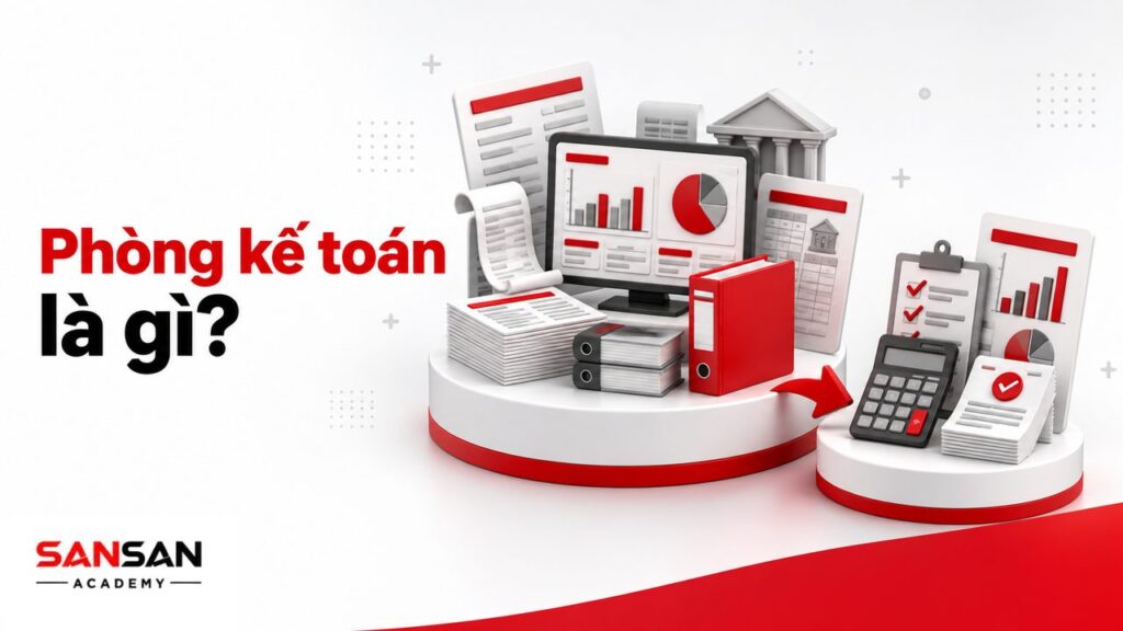 Phòng kế toán là gì với chứng từ, sổ kế toán, dòng tiền, công nợ, tài sản, thuế và báo cáo tài chính.