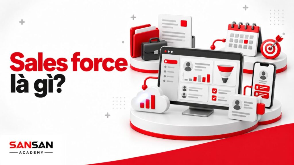 Sales force là gì với hồ sơ khách hàng, cơ hội bán hàng, nhiệm vụ và dashboard CRM của doanh nghiệp.