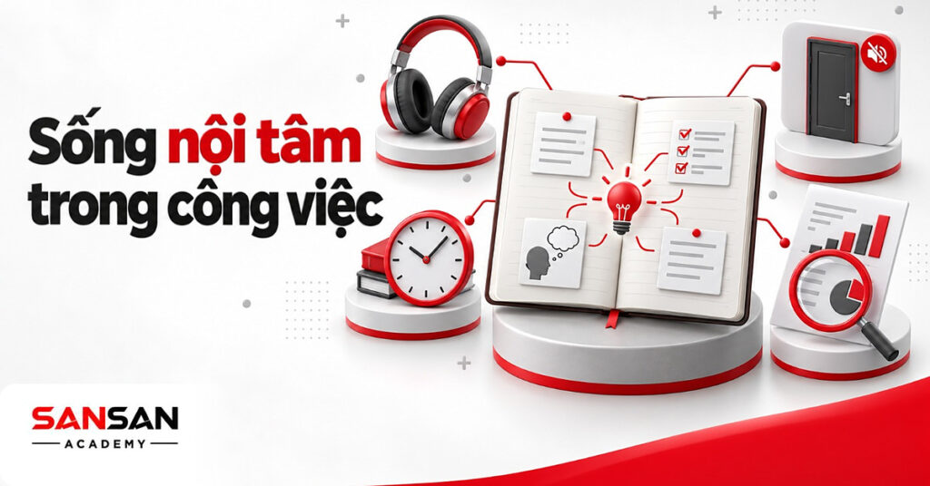 Cuốn sổ suy ngẫm nối tới tai nghe, đồng hồ giờ tập trung và kính lúp phân tích, lợi thế của người sống nội tâm