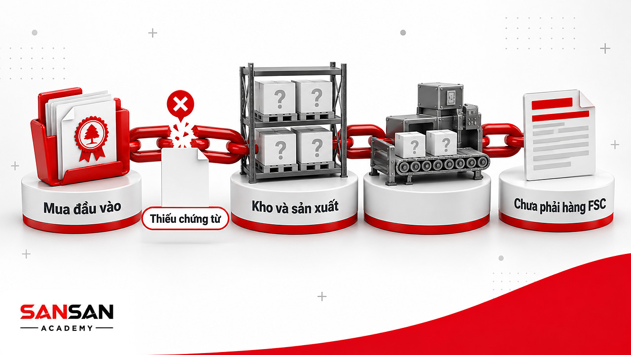 Chuỗi hành trình FSC-CoC đứt gãy khi phiếu giao hàng thiếu tuyên bố FSC dù mua từ nhà cung cấp có chứng chỉ