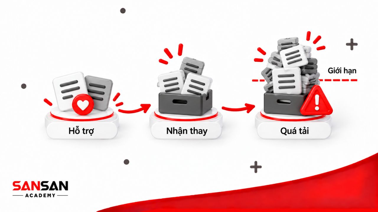 Hỗ trợ quá mức dẫn đến nhận thay trách nhiệm và quá tải.