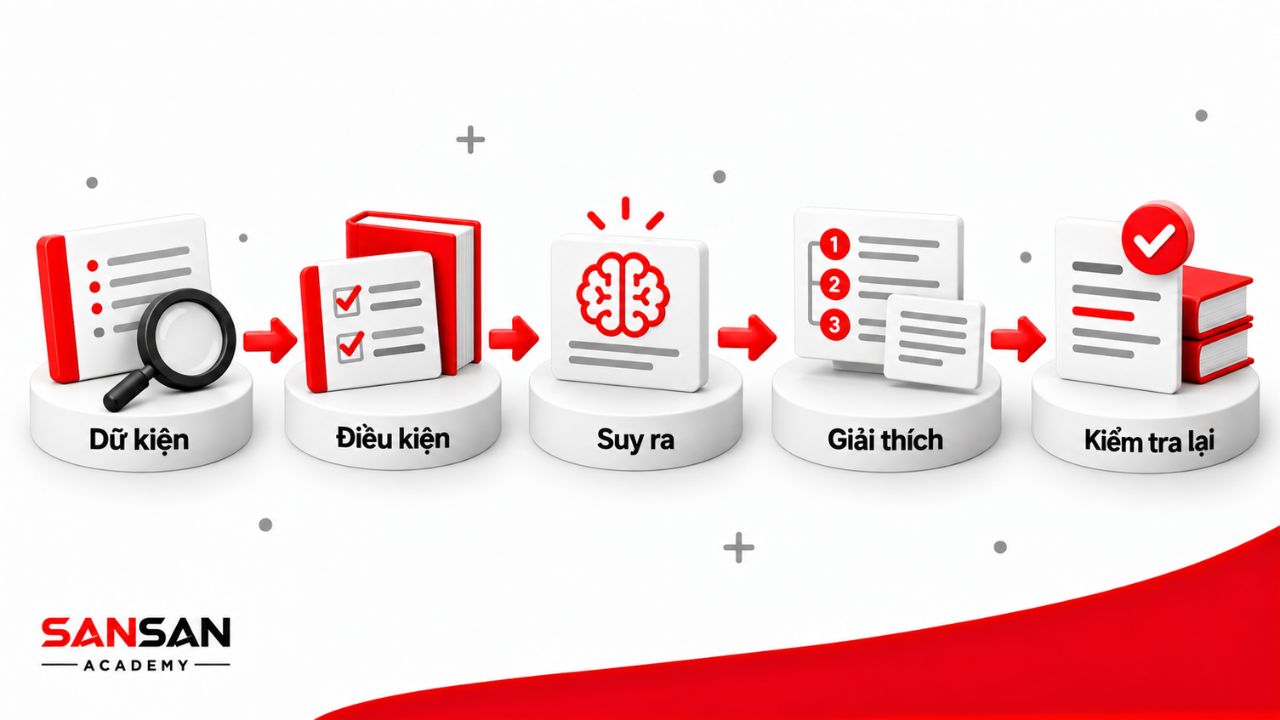 Quy trình từ dữ kiện đến suy luận, giải thích và kiểm tra