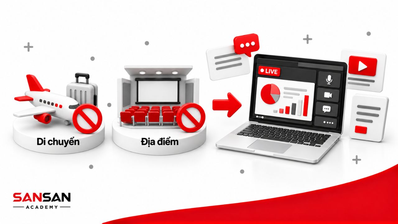 Webinar giúp giảm nhu cầu di chuyển và sử dụng hội trường trực tiếp.
