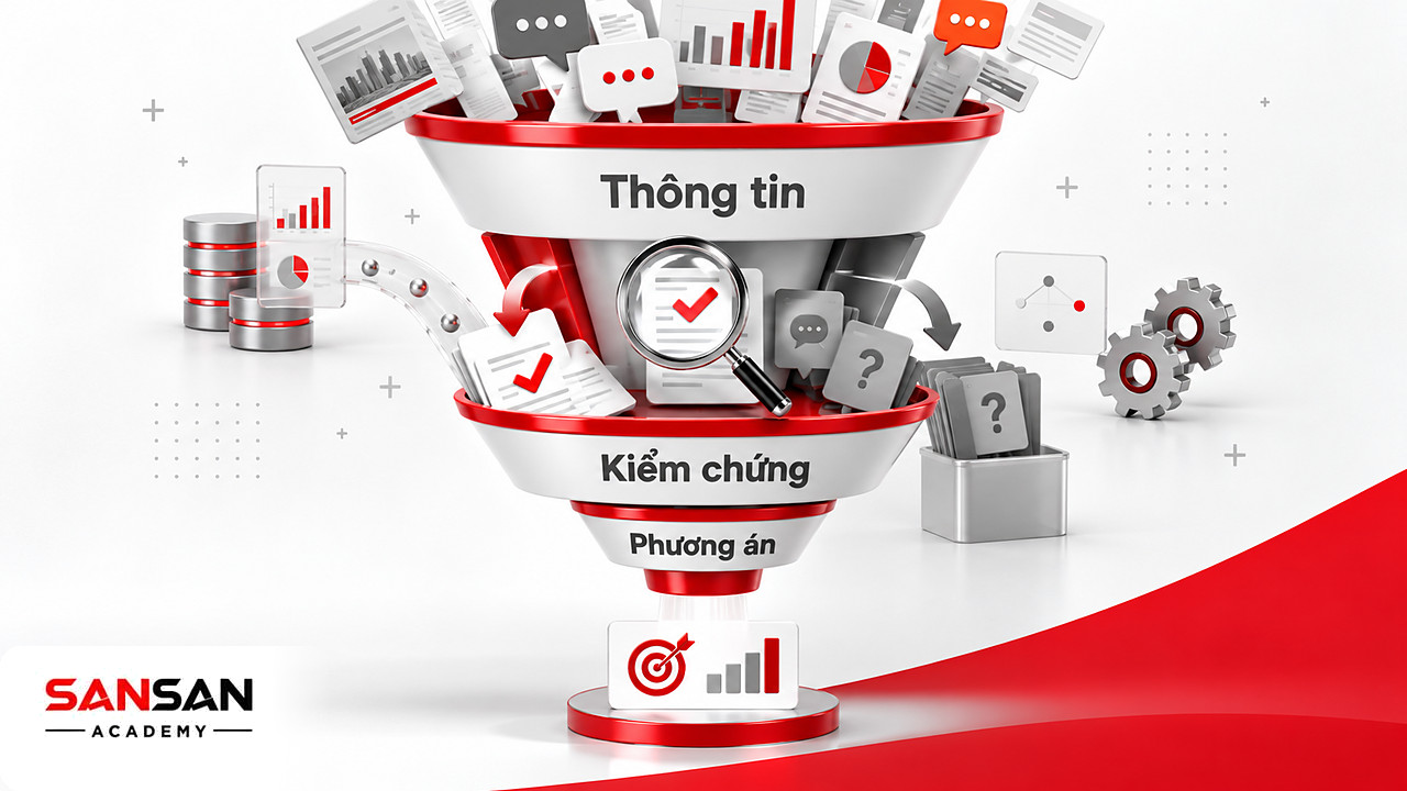 Phễu ba tầng lọc tin tức và ý kiến qua kính lúp kiểm chứng, còn một phương án, tư duy phản biện trong giáo dục khai phóng