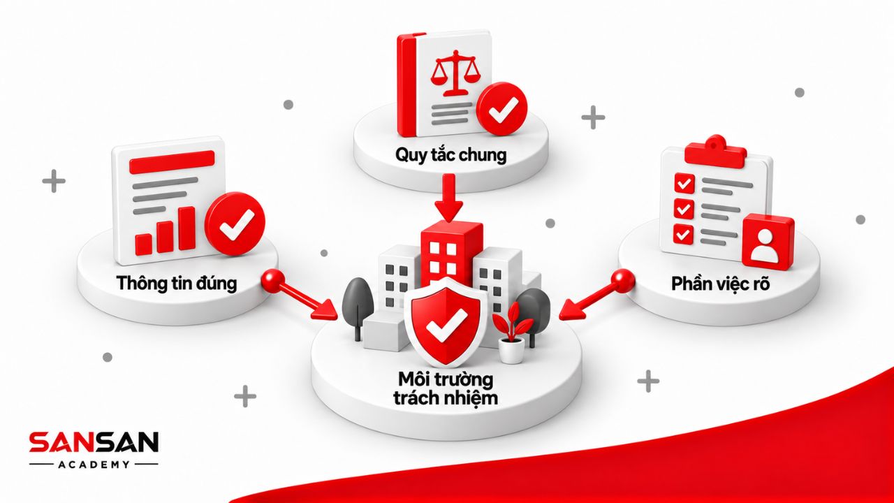 Thông tin chính xác, quy tắc chung và phân công rõ ràng trong tập thể