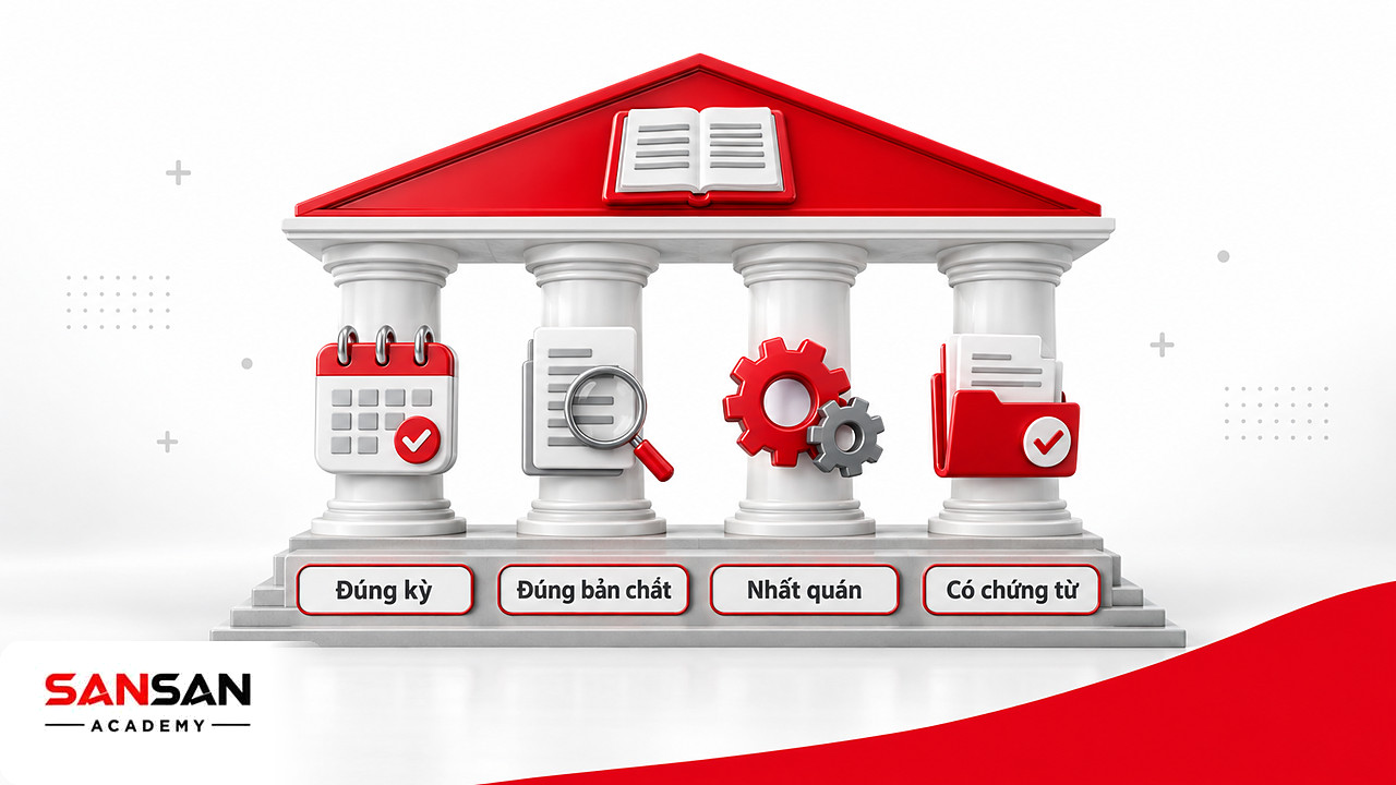 Ngôi đền bốn cột đúng kỳ, đúng bản chất, nhất quán và có chứng từ nâng đỡ hạch toán kế toán