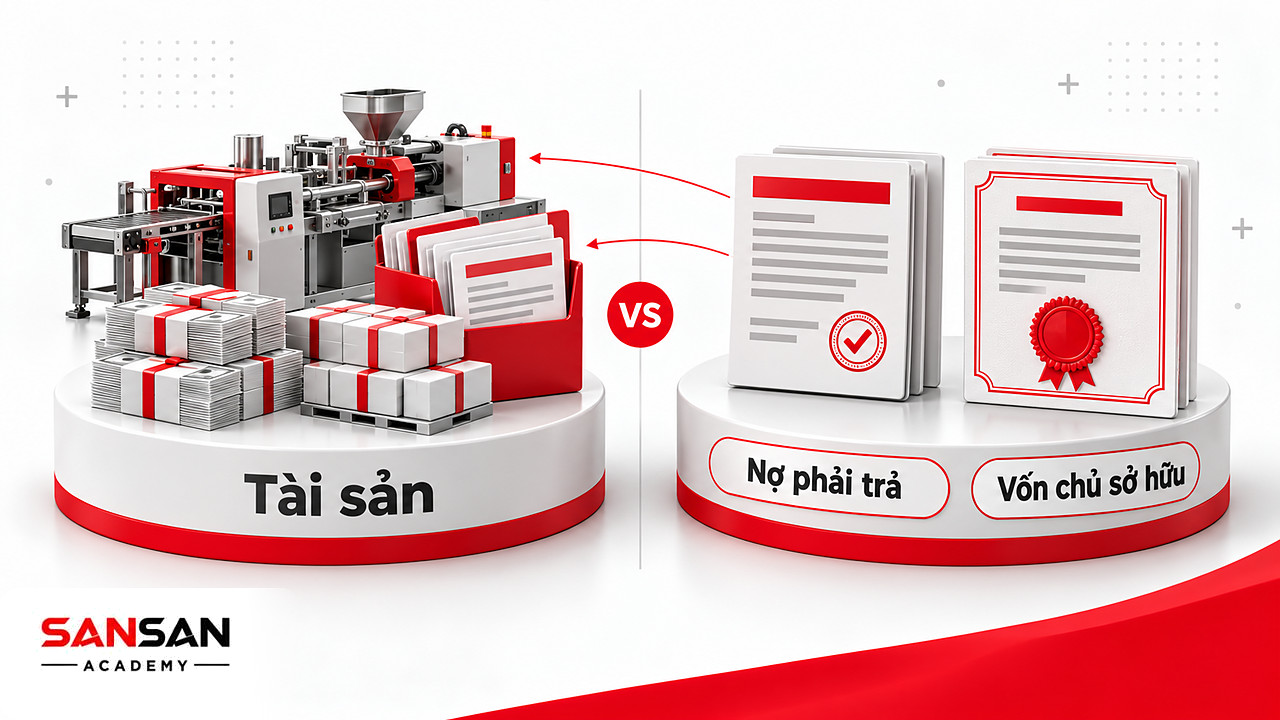Hai bên tài sản và nguồn hình thành gồm nợ phải trả, vốn chủ sở hữu trong hạch toán kế toán