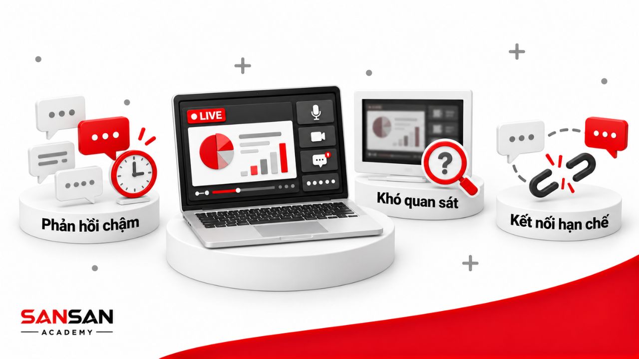Webinar gặp khó khăn khi quan sát phản ứng và duy trì tương tác giữa người tham dự.