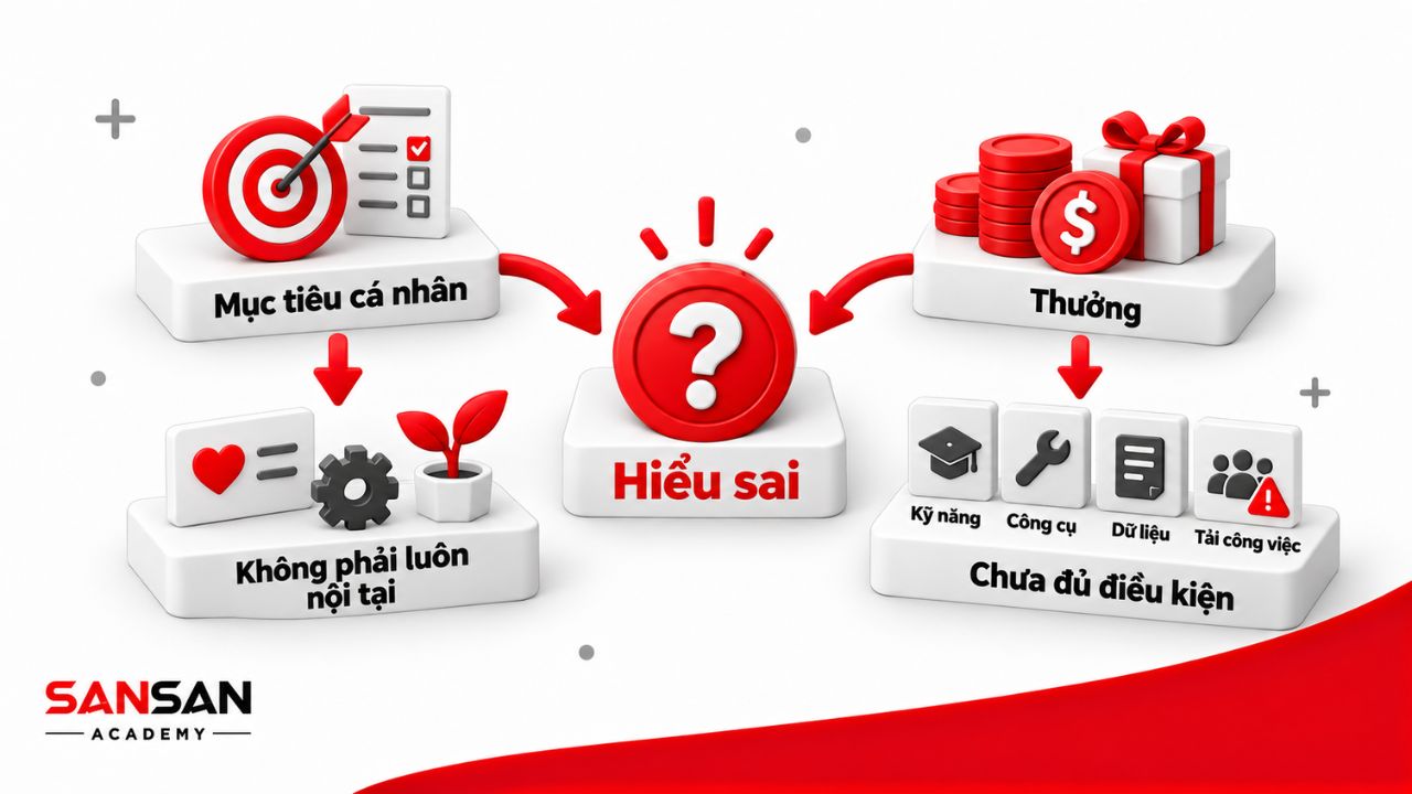 Phân biệt mục tiêu cá nhân, động lực nội tại và điều kiện làm việc