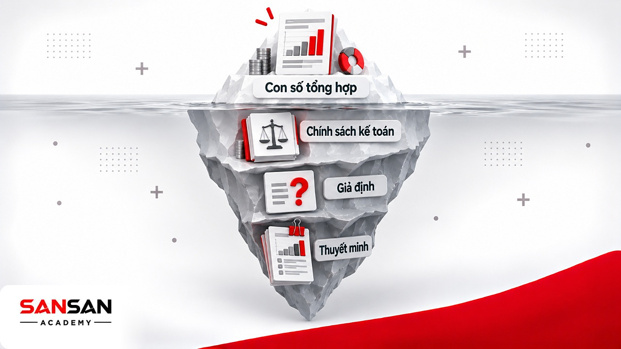 Tảng băng chìm IFRS: con số tổng hợp nổi trên mặt, bên dưới là chính sách kế toán, giả định và thuyết minh