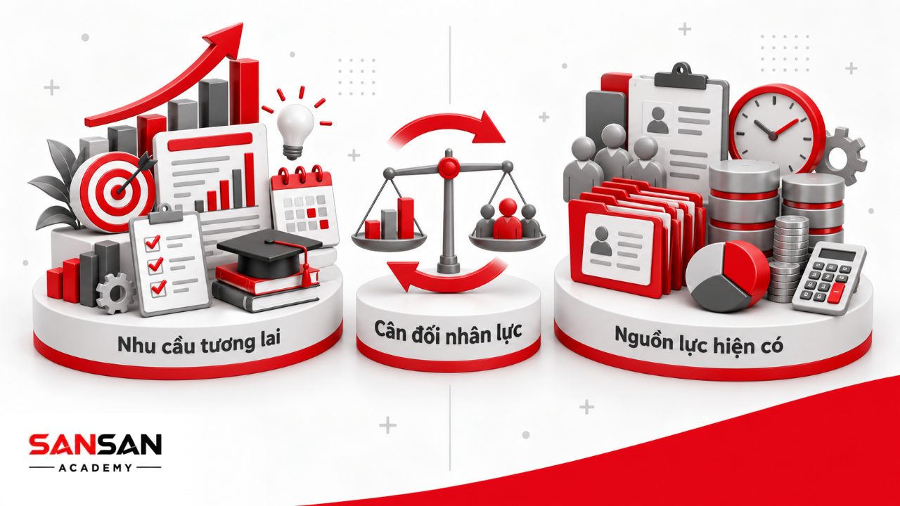 Kế hoạch nhân sự cân đối nhu cầu nhân lực tương lai với số người, năng lực và nguồn lực hiện có của doanh nghiệp.