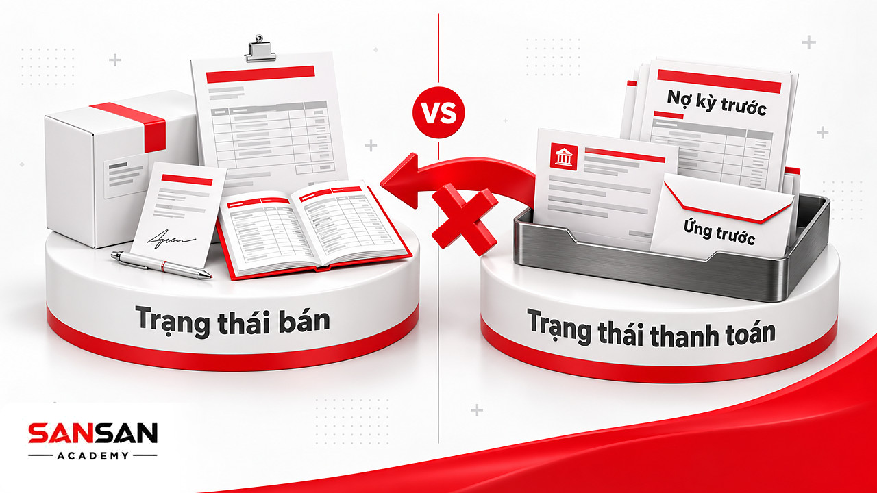 So sánh trạng thái bán và trạng thái thanh toán giúp kế toán bán hàng không ghi tiền về thành doanh thu