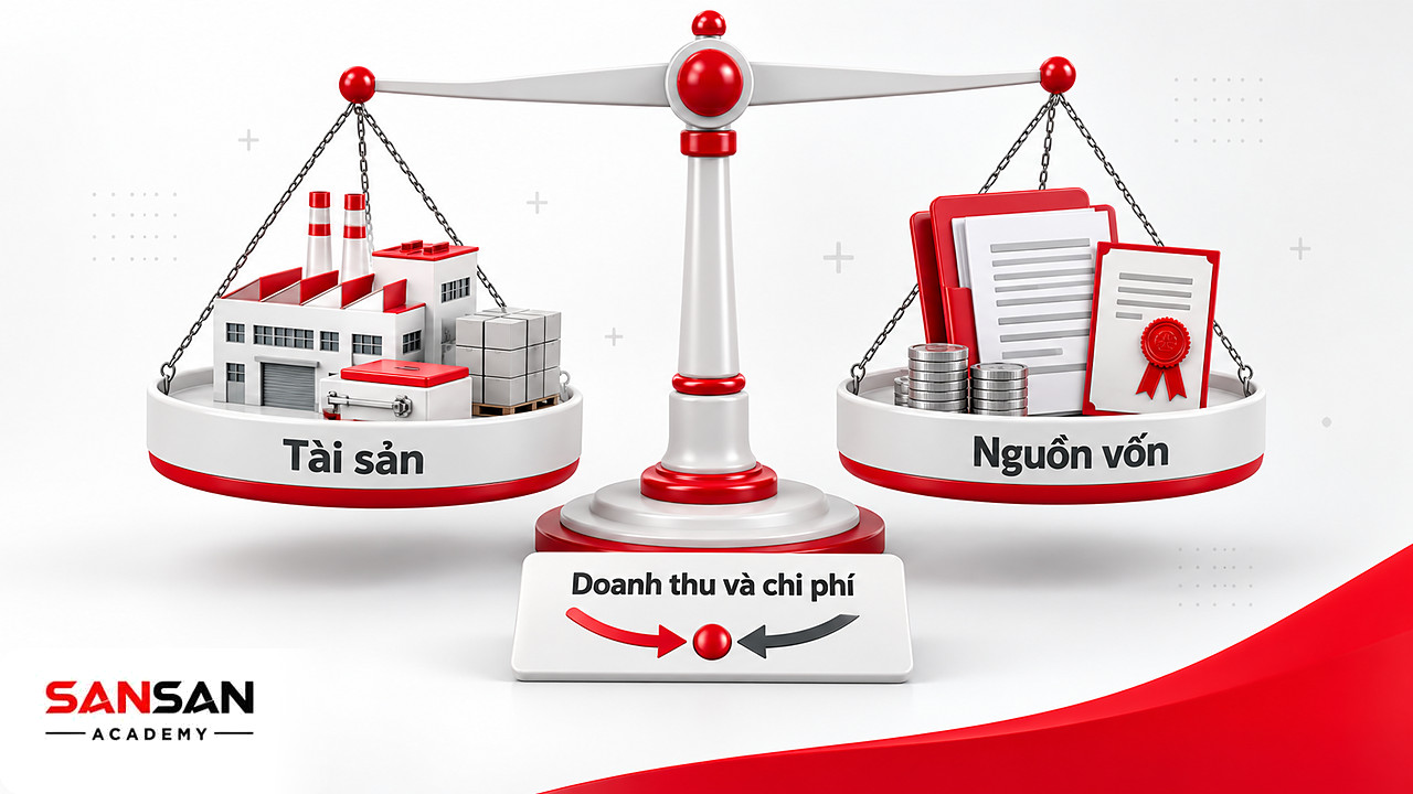 Cán cân tài sản và nguồn vốn cân bằng, minh họa cách kế toán doanh nghiệp phản ánh nguồn lực
