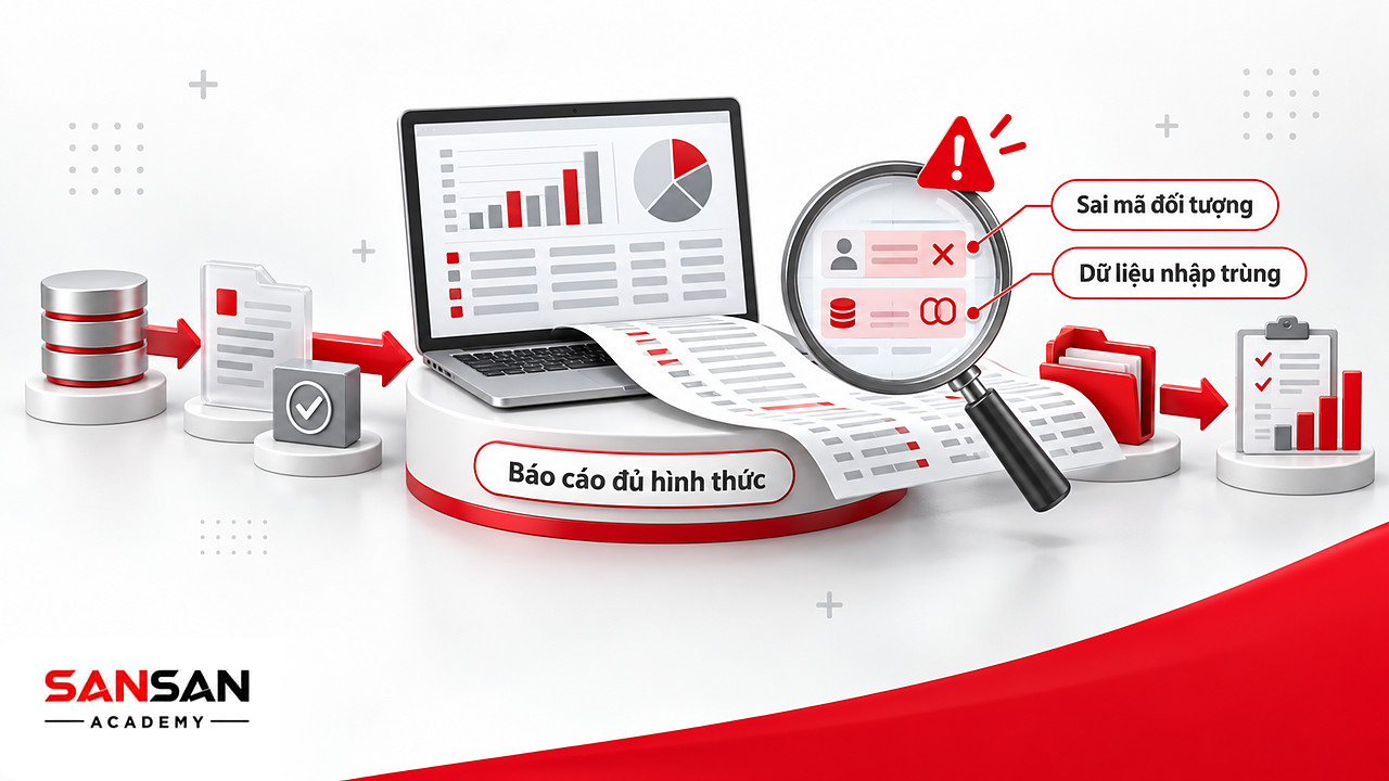 Kính lúp soi một dòng sai mã đối tượng trên báo cáo phần mềm kế toán doanh nghiệp