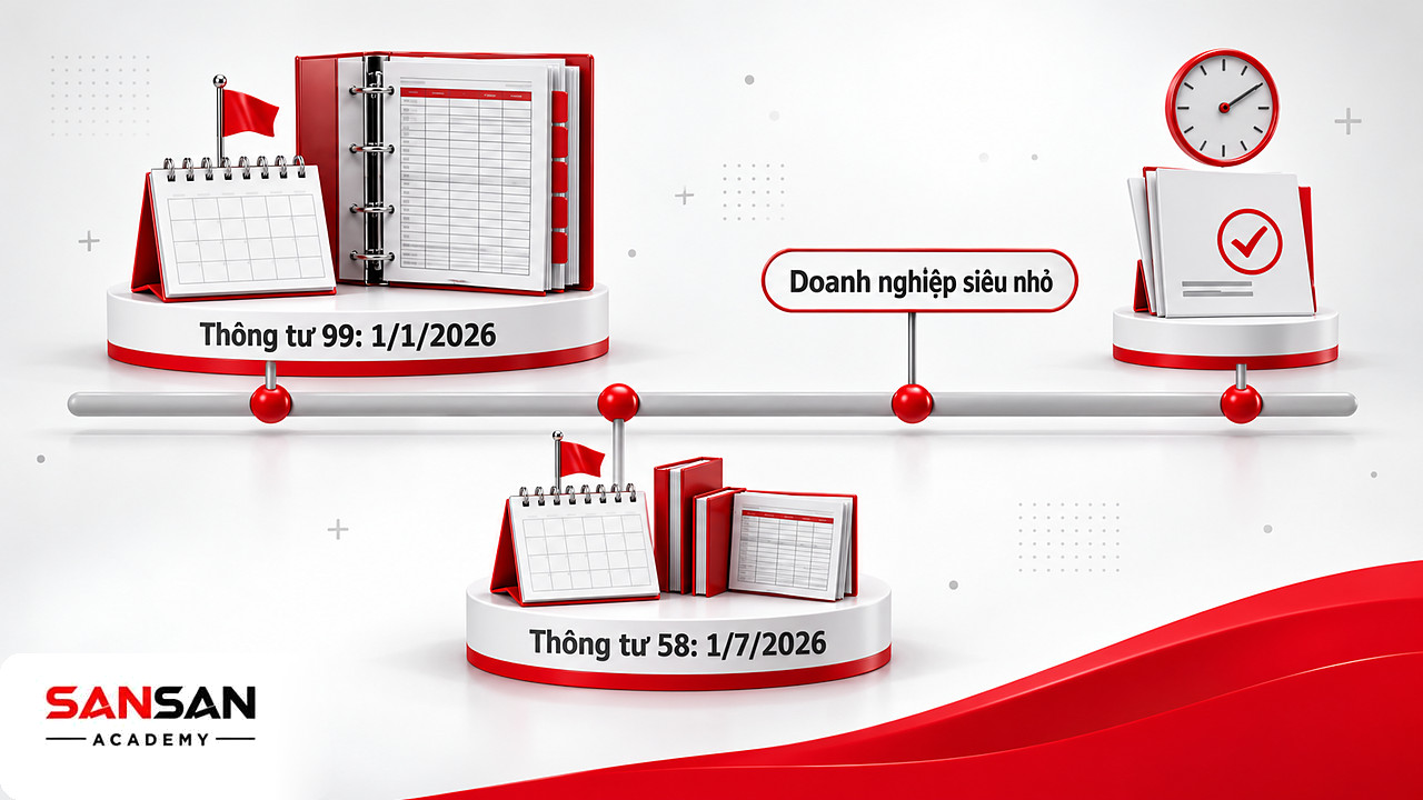 Dòng thời gian mốc áp dụng Thông tư 99 và Thông tư 58 trong kế toán doanh nghiệp