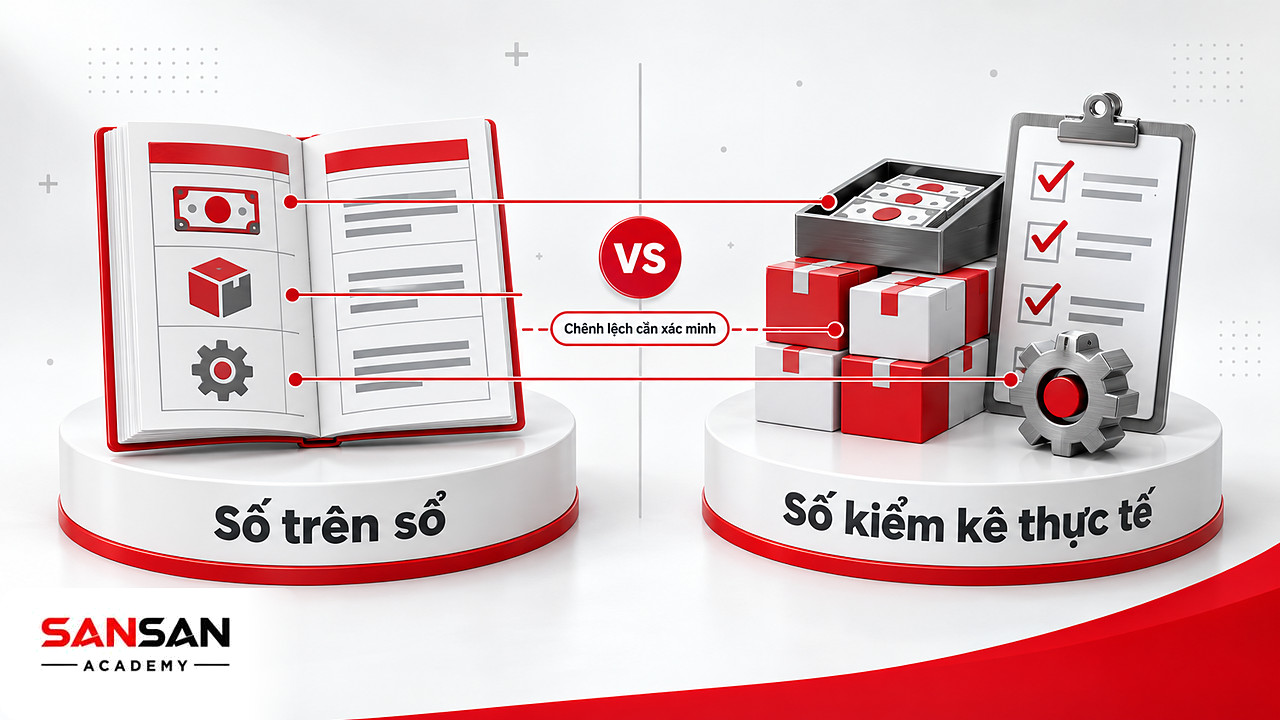 So sánh số dư trên sổ với kết quả kiểm kê thực tế để tìm chênh lệch trong kế toán doanh nghiệp