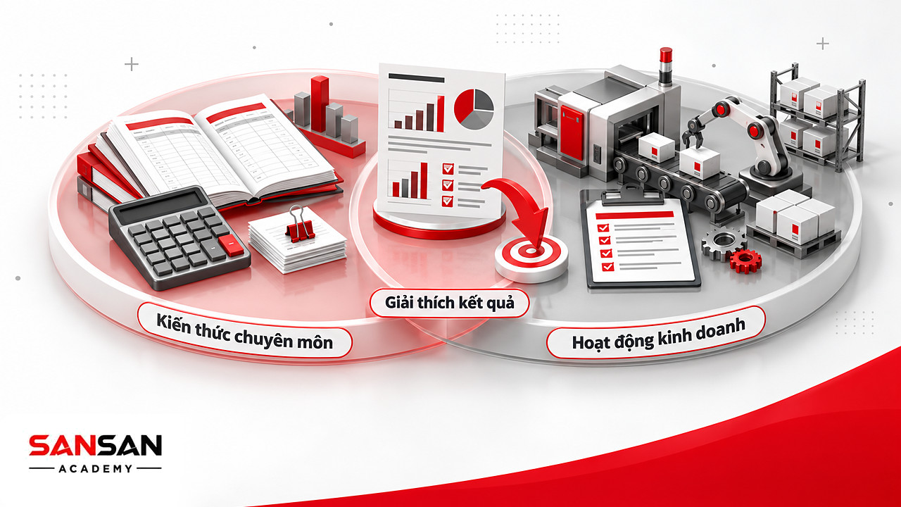 Hai vòng giao nhau giữa kiến thức chuyên môn và hoạt động kinh doanh của người làm kế toán quản trị