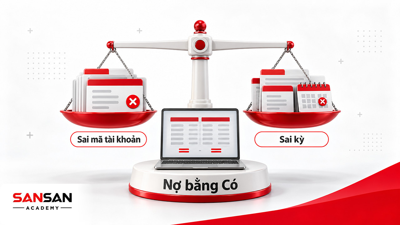 Cán cân Nợ Có cân bằng nhưng vẫn chứa bút toán sai mã và sai kỳ trong kế toán tài chính