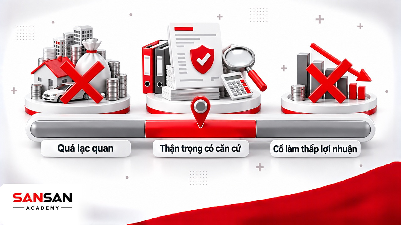 Thang đo thận trọng trong kế toán tài chính, kim chỉ vùng giữa có bằng chứng hỗ trợ