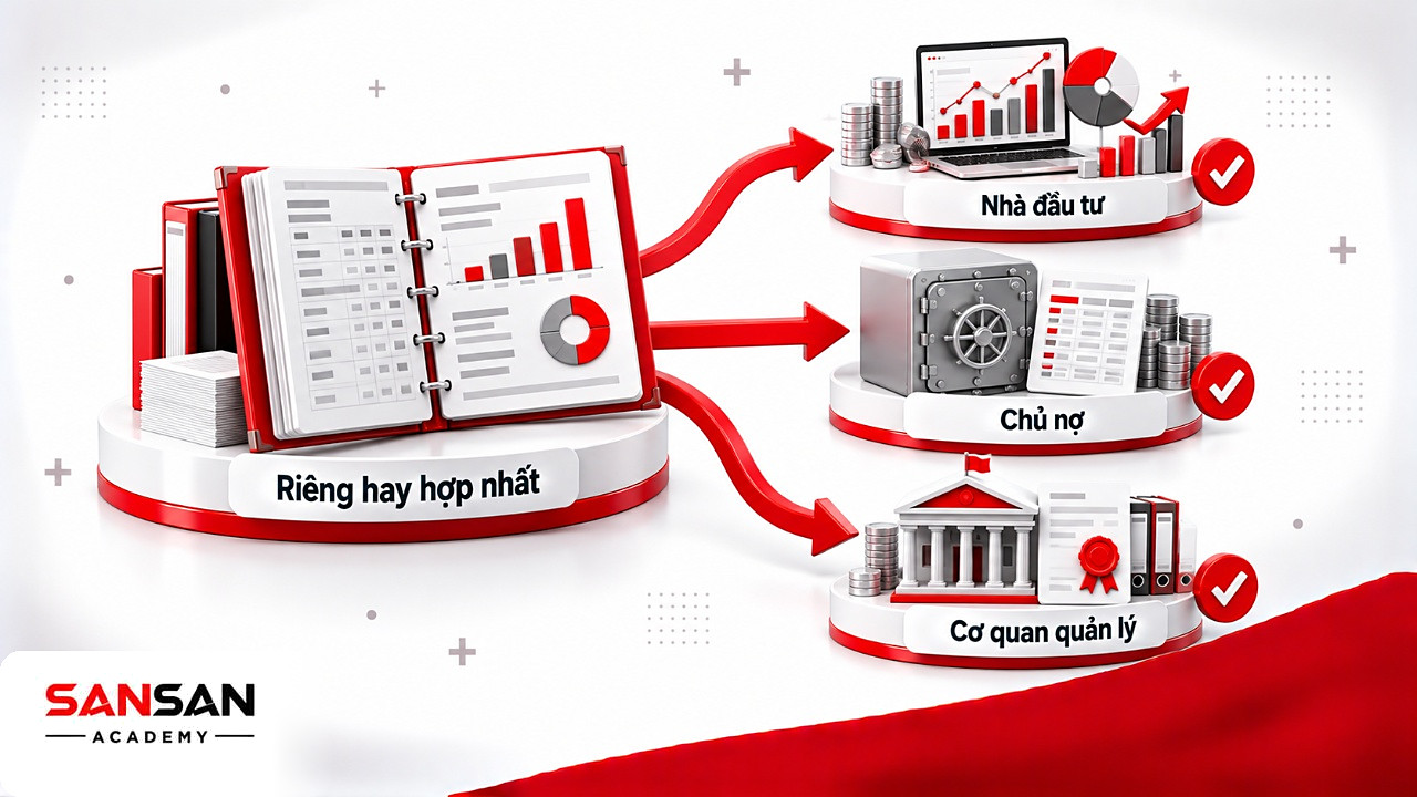 Một bộ báo cáo kế toán tài chính tỏa tới nhà đầu tư, chủ nợ và cơ quan quản lý