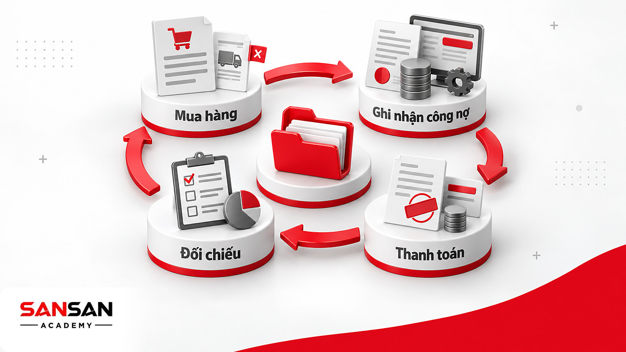 Vòng chu trình mua hàng và thanh toán dùng làm bộ chứng từ thực hành kế toán cho người mới