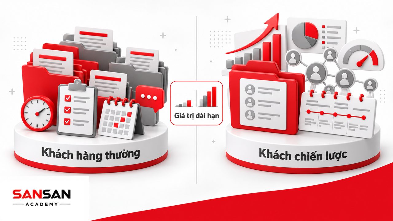 Phân biệt khách hàng thông thường với Key Account dựa trên doanh thu, lợi nhuận, tiềm năng tăng trưởng và giá trị chiến lược.