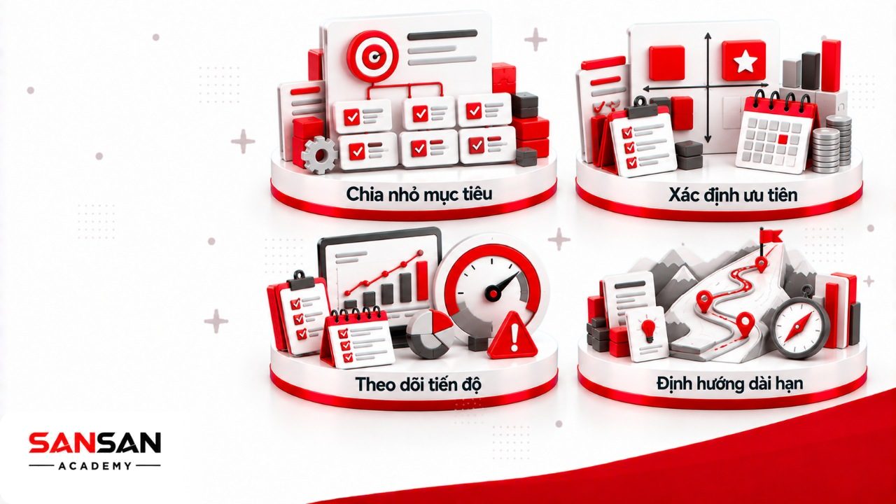 Khi cần đặt mục tiêu ngắn hạn và dài hạn để chia nhỏ kế hoạch, xác định ưu tiên, theo dõi tiến độ và định hướng phát triển.