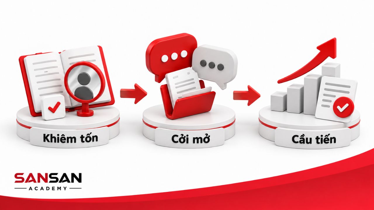 Khiêm tốn, cởi mở tiếp nhận góp ý và cầu tiến cải thiện kết quả
