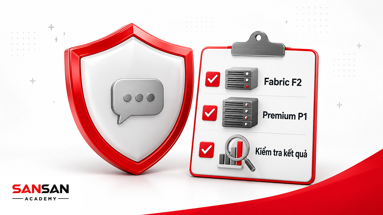 Khiên và danh sách điều kiện dùng Copilot trong Power BI: Fabric F2, Premium P1 và kiểm tra kết quả