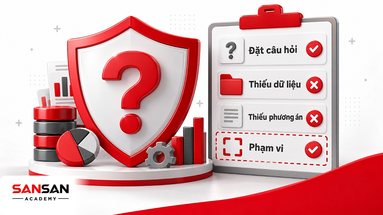 Khiên và danh sách giới hạn của VUCA, giúp đặt câu hỏi nhưng không có sẵn dữ liệu hay phương án