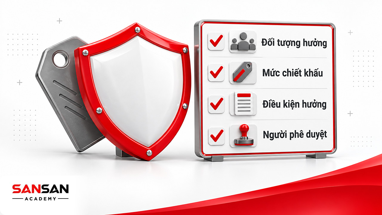 Khiên và danh sách kiểm soát chiết khấu để bảo vệ doanh thu thuần: đối tượng, mức, điều kiện và người phê duyệt