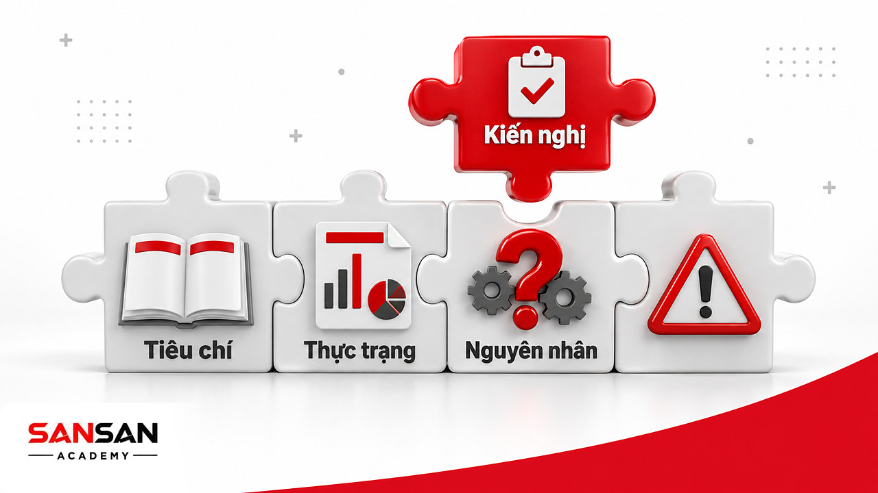 Mảnh ghép tiêu chí, thực trạng, nguyên nhân, ảnh hưởng và kiến nghị trong một phát hiện kiểm toán nội bộ
