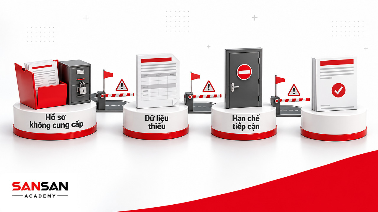 Ba rào chắn tủ hồ sơ khóa, dữ liệu thiếu và cửa đóng trên đường đi của một cuộc kiểm toán nội bộ
