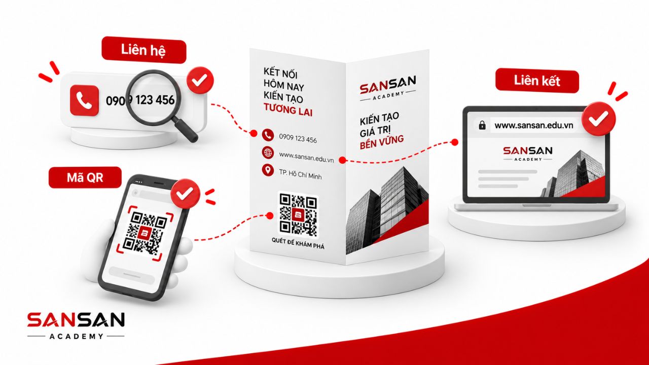 Rà soát số điện thoại, mở website và quét mã QR trên brochure