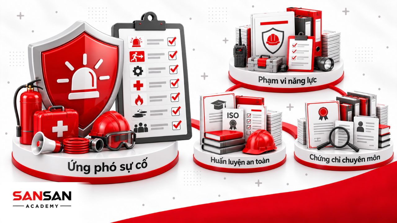 Kỹ năng HSE về ứng phó sự cố, sơ cứu và phân biệt chứng nhận huấn luyện an toàn với chứng chỉ chuyên môn HSE.