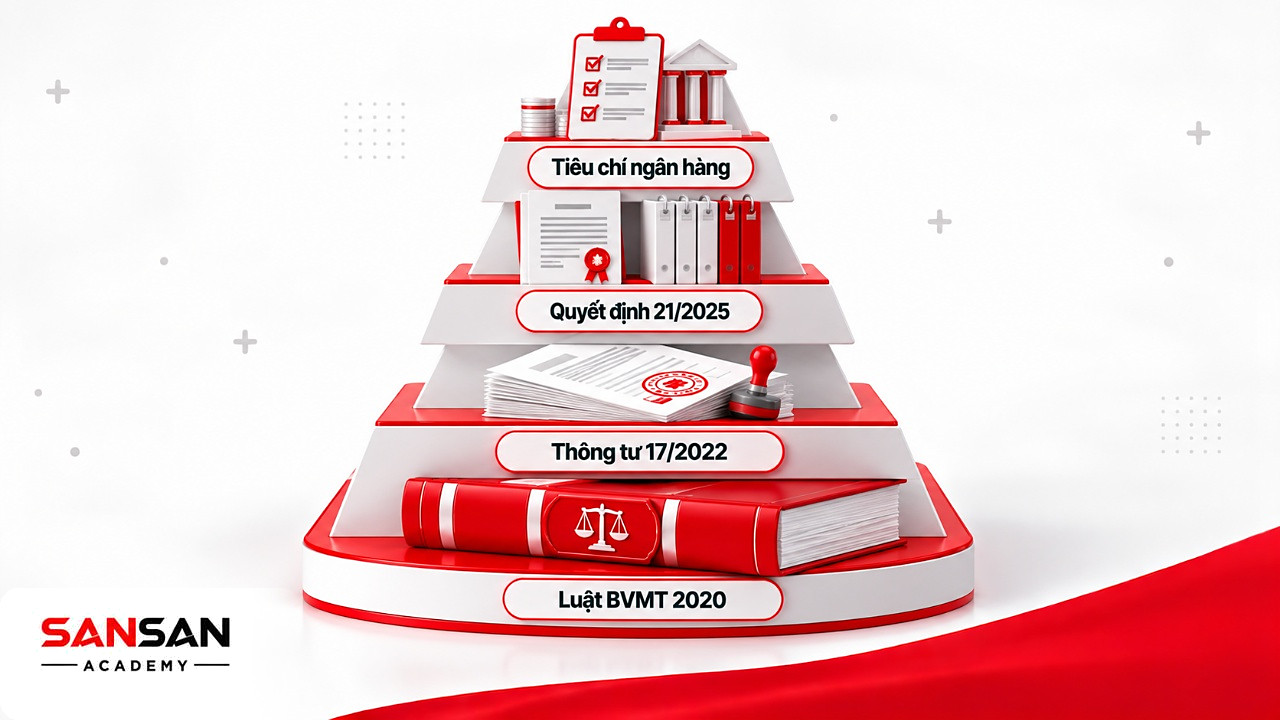 Kim tự tháp bốn tầng từ luật, thông tư, quyết định tới tiêu chí ngân hàng làm khung cho tín dụng xanh