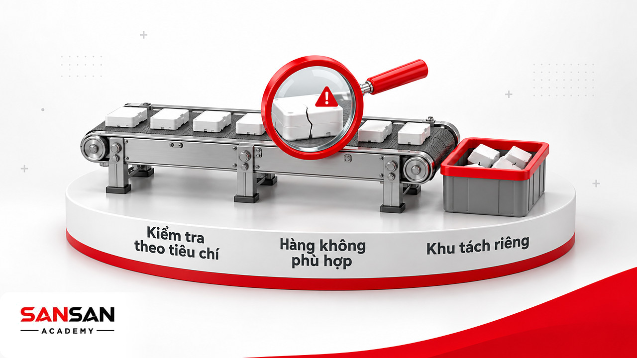 Kính lúp soi hàng không phù hợp trên dây chuyền sản xuất và thùng tách riêng để xử lý