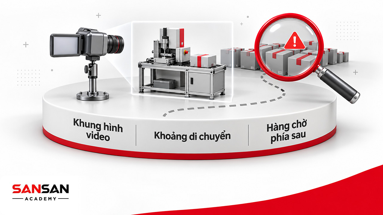 Kính lúp soi hàng chờ và khoảng di chuyển nằm ngoài khung hình khi đi Gemba từ xa