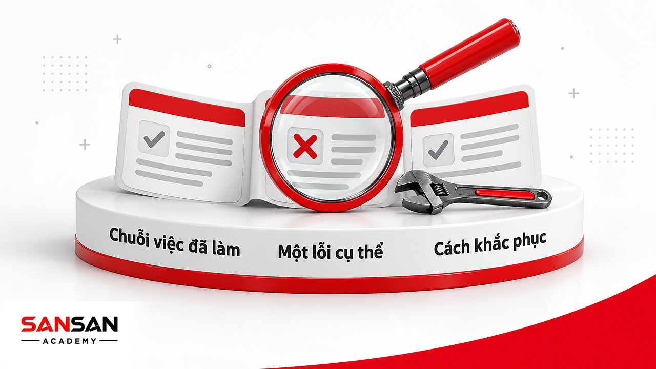 Kính lúp soi một lỗi cụ thể giữa chuỗi việc đã làm, sai lầm không xóa giá trị bản thân