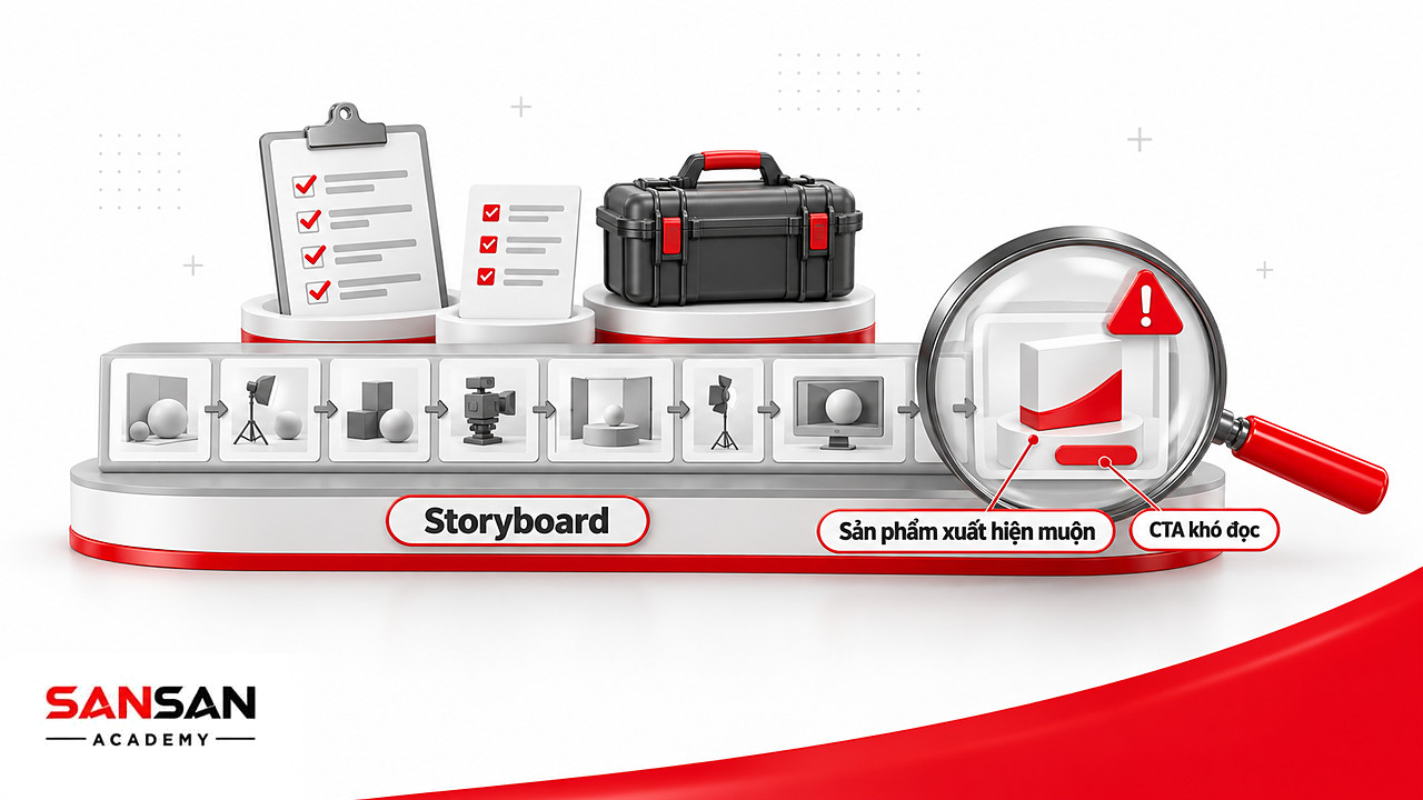 Kính lúp soi khung storyboard TVC có sản phẩm xuất hiện muộn và CTA khó đọc
